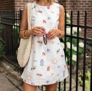 Abercrombie Women'sHigh-Neck Linen-Blend Mini Dress Medium Tall New Without Tags